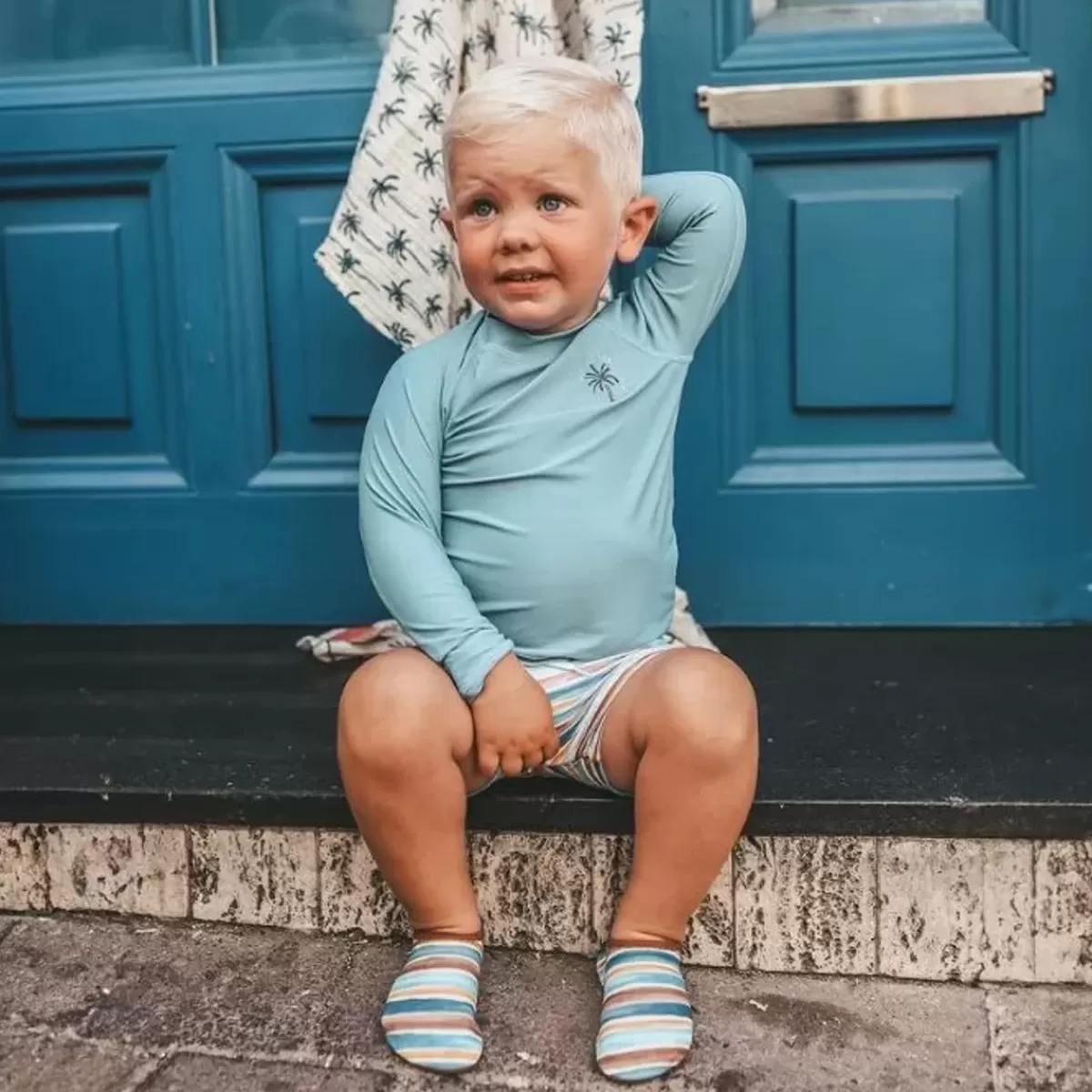 Zwemkleding-Salted Stories Bestel Nu Het Zwemshirt Sverre Solid Dusk Blue Van