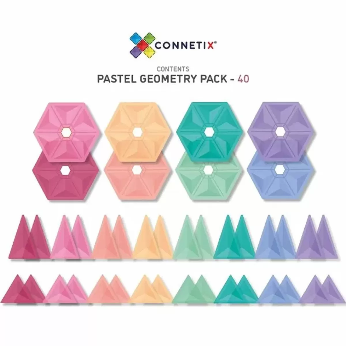 Bouwspeelgoed-Connetix Tiles Pastel Geometry Pack (40St)