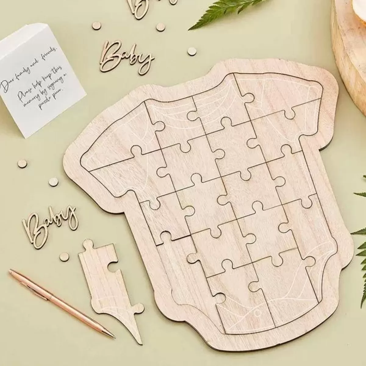 Botanical Baby-Ginger Ray Gastenboek Houten Puzzel Romper Botanical Baby