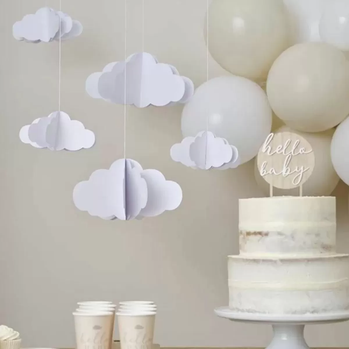 Hello World-Ginger Ray Hangdecoratie Wolken (5St) Hello Baby