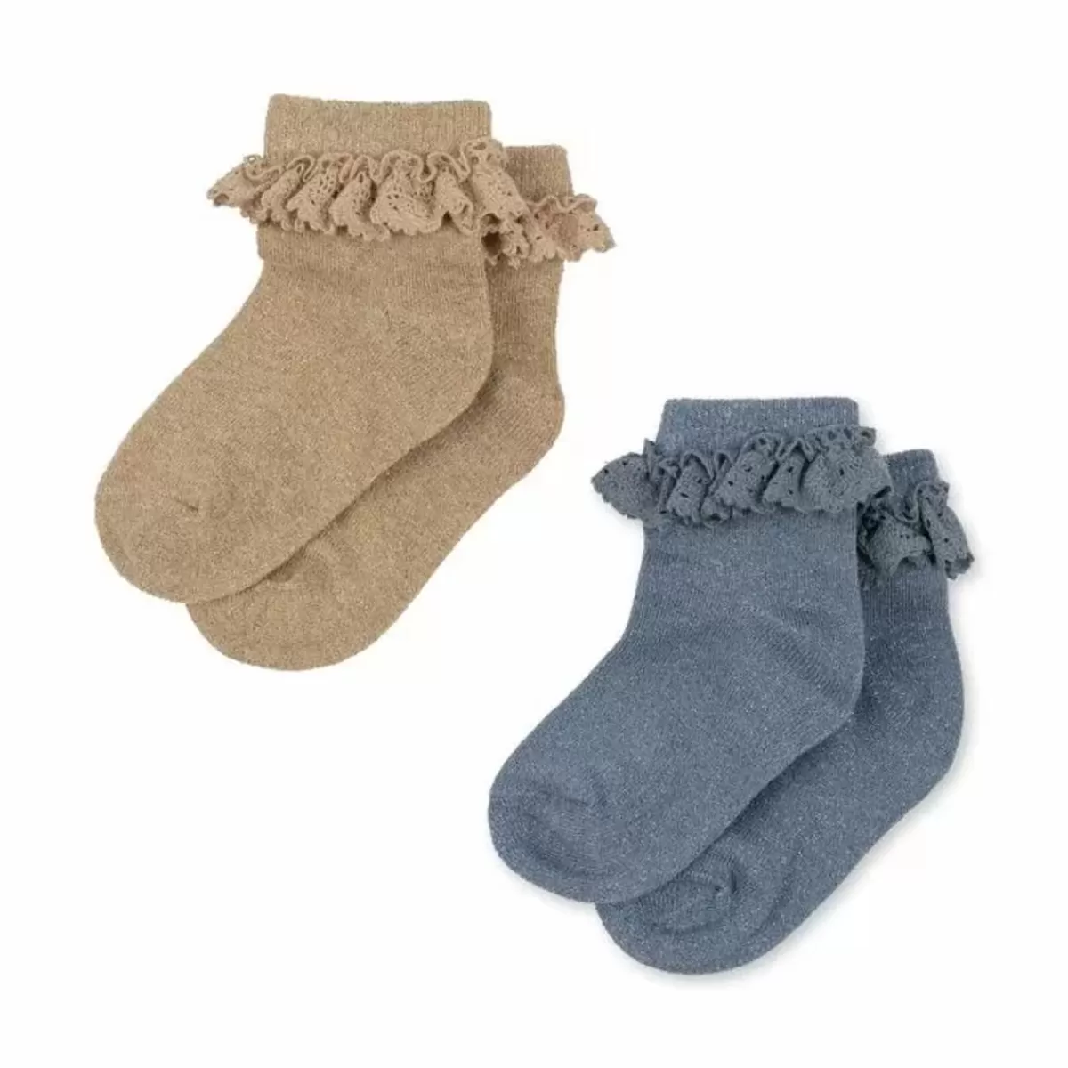 Sokken & Maillots-Konges Slojd Lurex Sokken Set In Sand/Blue | Stijlvol & Comfortabel