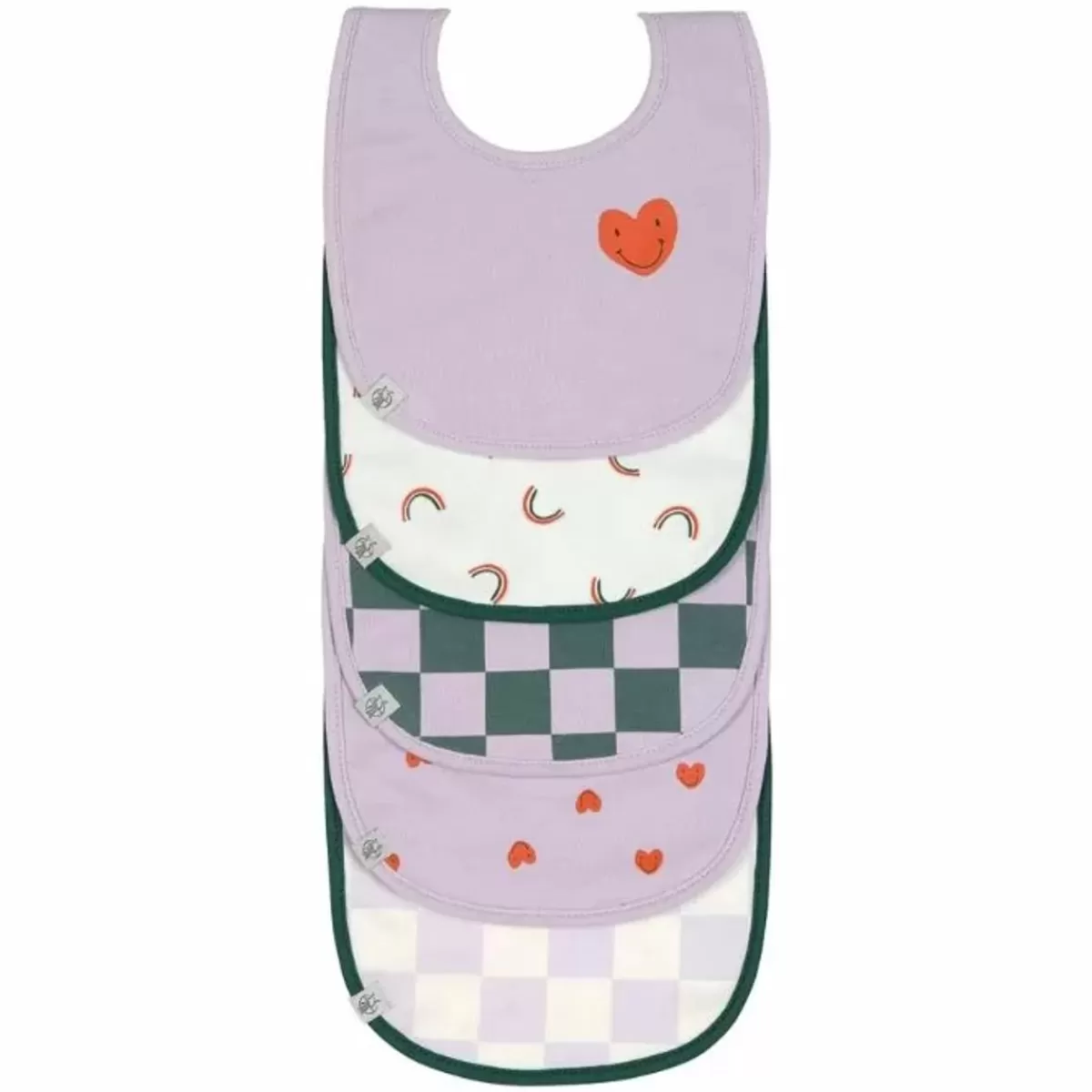 Slabbetjes-Lässig Lassig Happy Rascals Heart Lavender Slabben (5St) - Schattig En Waterdicht