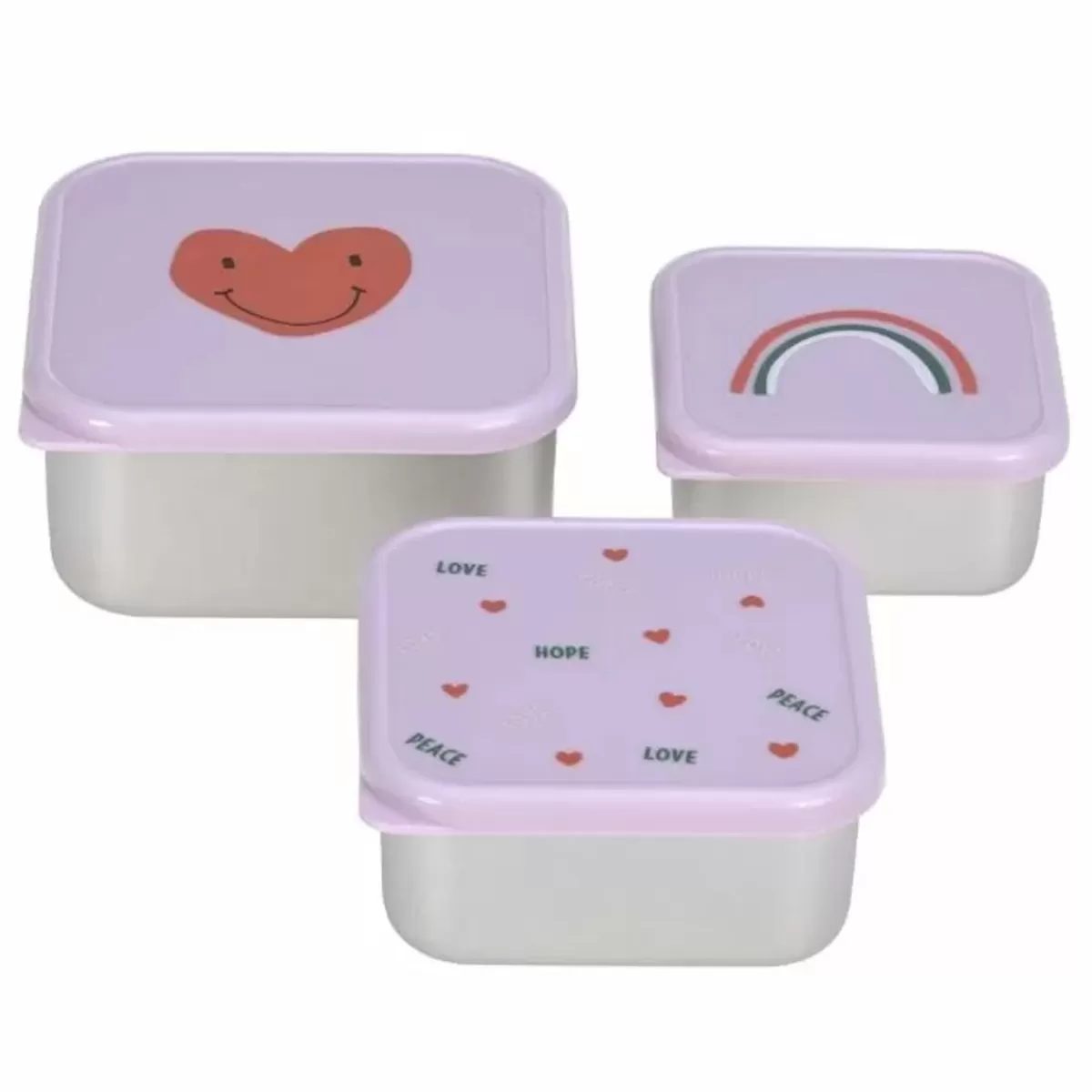 Broodtrommels-Lässig Lassig Happy Rascals Heart Lavender Snackboxen (3St) - Perfect Voor Pauzes