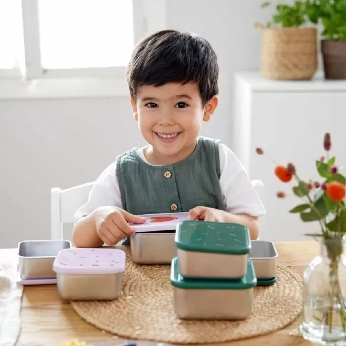 Broodtrommels-Lässig Lassig Happy Rascals Heart Lavender Snackboxen (3St) - Perfect Voor Pauzes