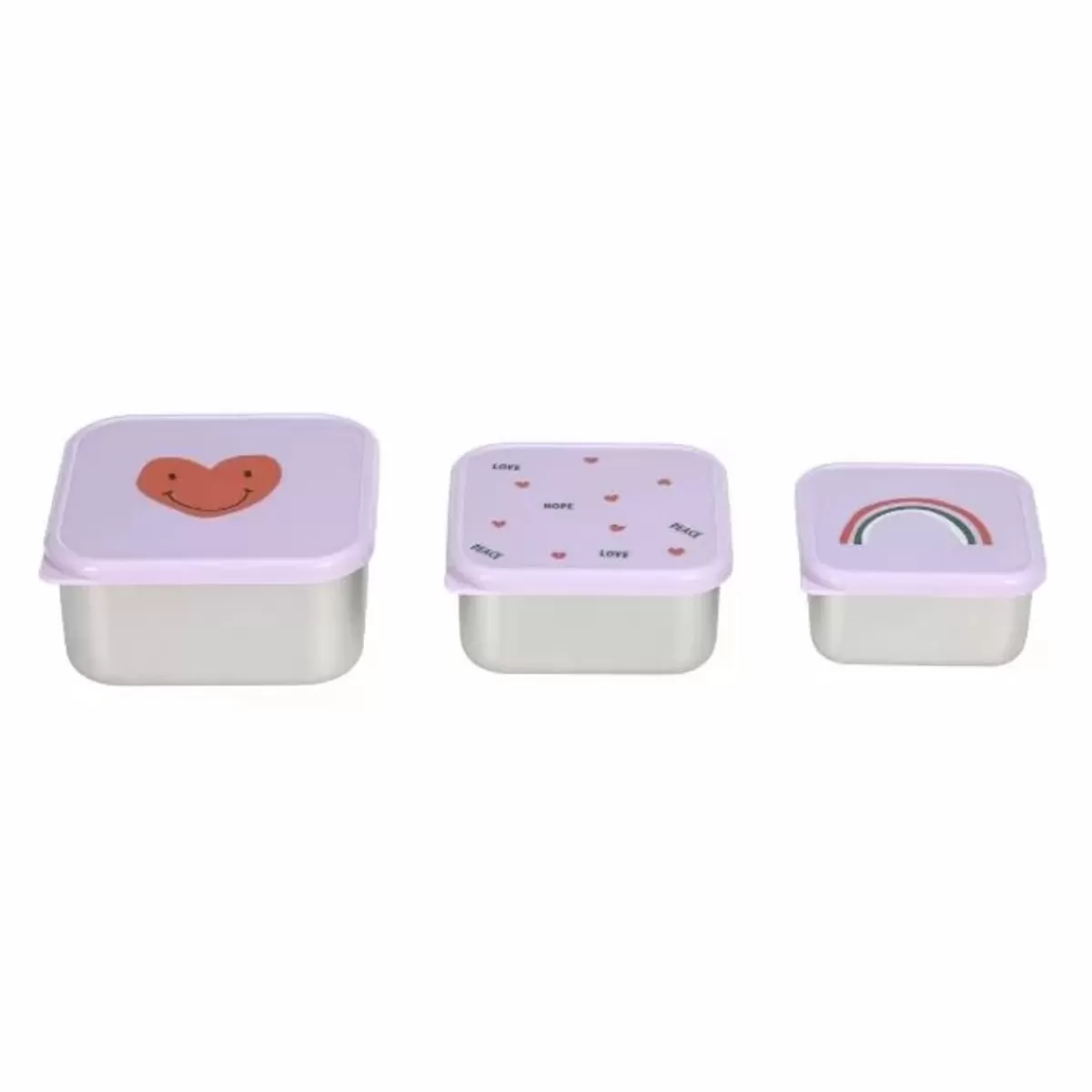 Broodtrommels-Lässig Lassig Happy Rascals Heart Lavender Snackboxen (3St) - Perfect Voor Pauzes
