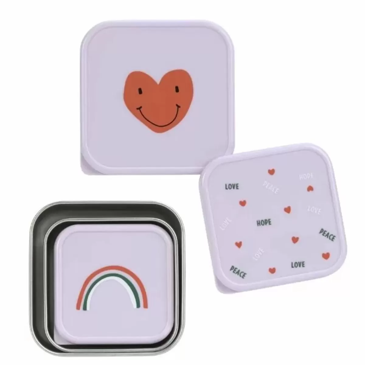 Broodtrommels-Lässig Lassig Happy Rascals Heart Lavender Snackboxen (3St) - Perfect Voor Pauzes
