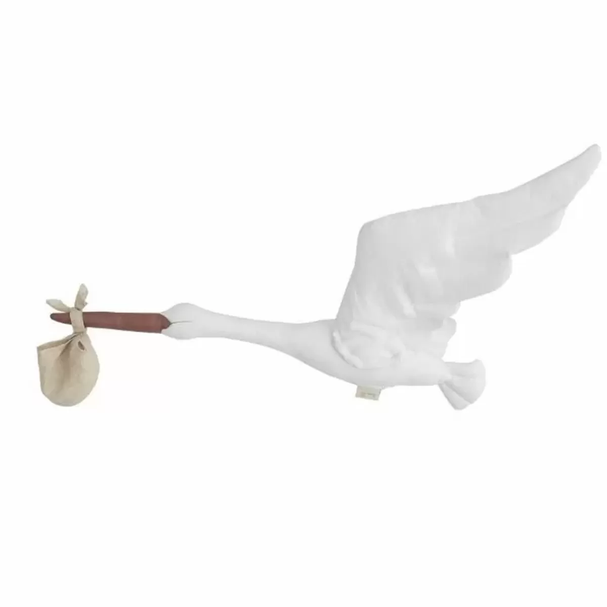Overige Accessoires-Love Me Decoration Linnen Ooievaar Wit Met Buideltje