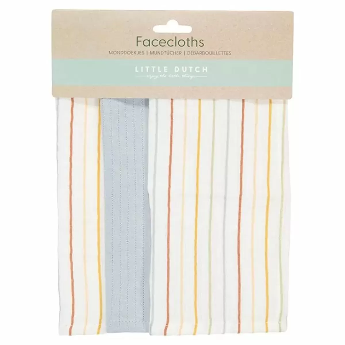 Washandjes-Little Dutch Washandjes Vintage Sunny Stripes/Blue (3St)