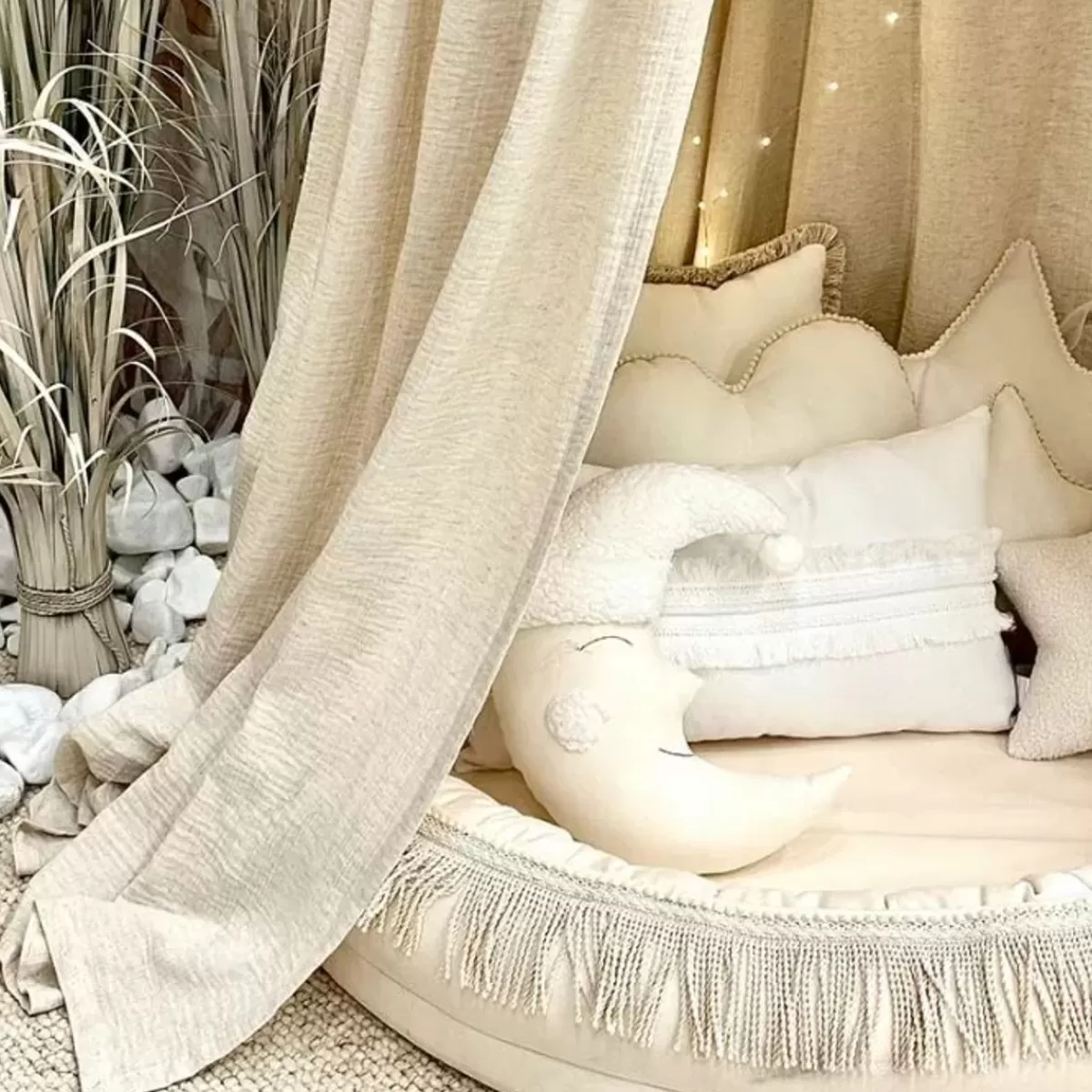 Bedhemels-Cotton & Sweets Luxe Boho Twist Maxi Bedhemel - Natuurlijke Elegance Van Cotton & Sweets