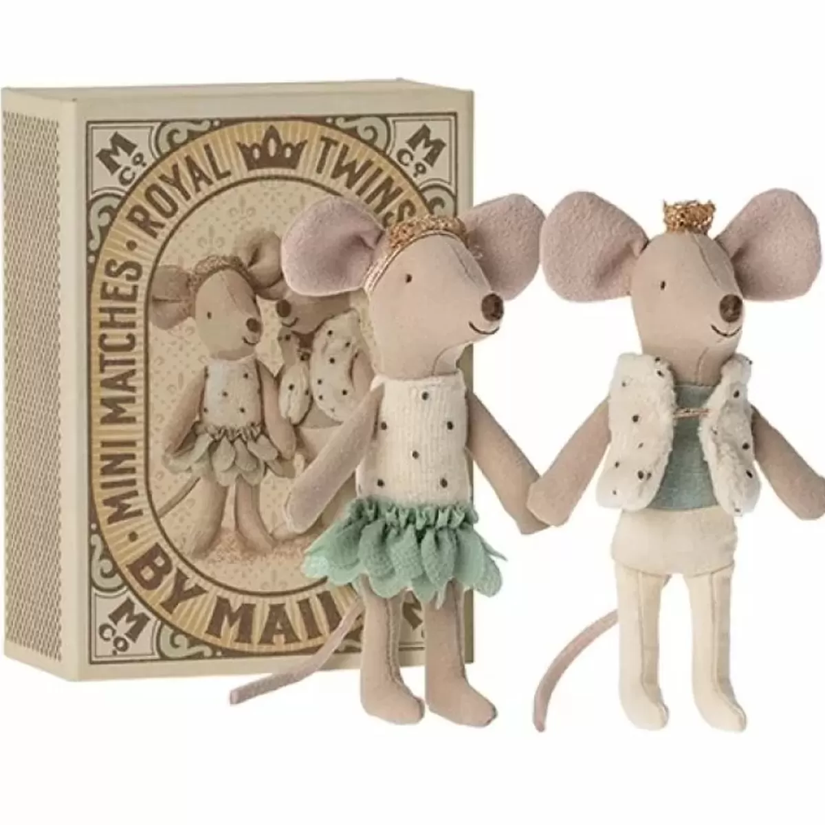 Poppenhuizen & Toebehoren-Maileg Royal Tweeling Muizen In Box (Kleine Zus En Broer)