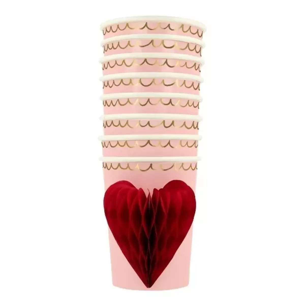 Valentijnsdag-Meri Meri Bekertjes Met Honeycomb Hart (8St) - Drunk In Love
