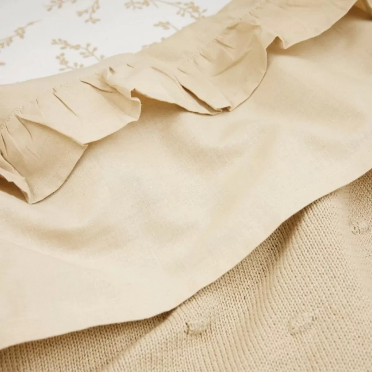 Lakens-Meyco Ledikantlaken Met Ruffle In Zandkleur - 100X150Cm - Luxe En Stijlvol