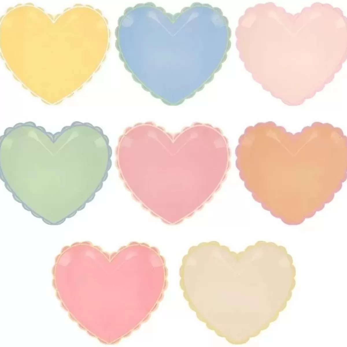 Valentijnsdag-Meri Meri Pastel Hearts Grote Papieren Feestbordjes Van (8St)