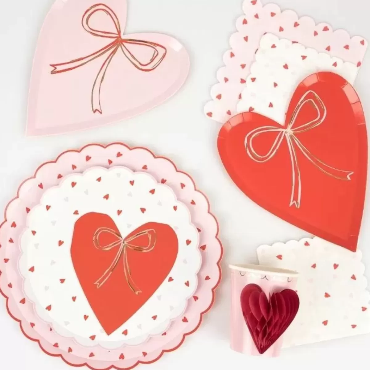 Valentijnsdag-Meri Meri Romantische Grote Hartjes Borden Van - Perfect Voor Feesten (8St)