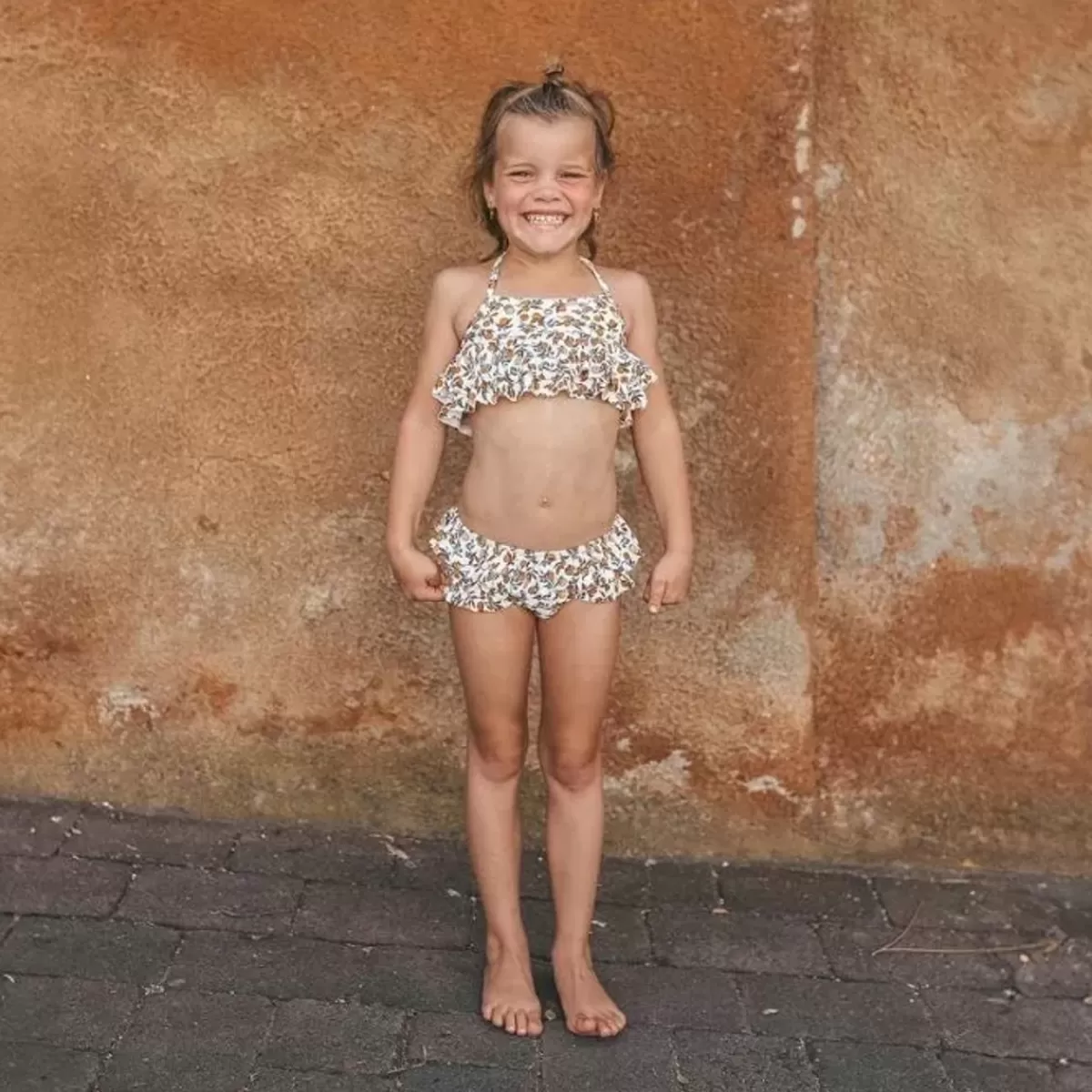 Zwemkleding-Salted Stories Sati L'Orange Bikini 98/104 | Zomerse Sinaasappelprint | Veilig Zwemmen Met Upf50+