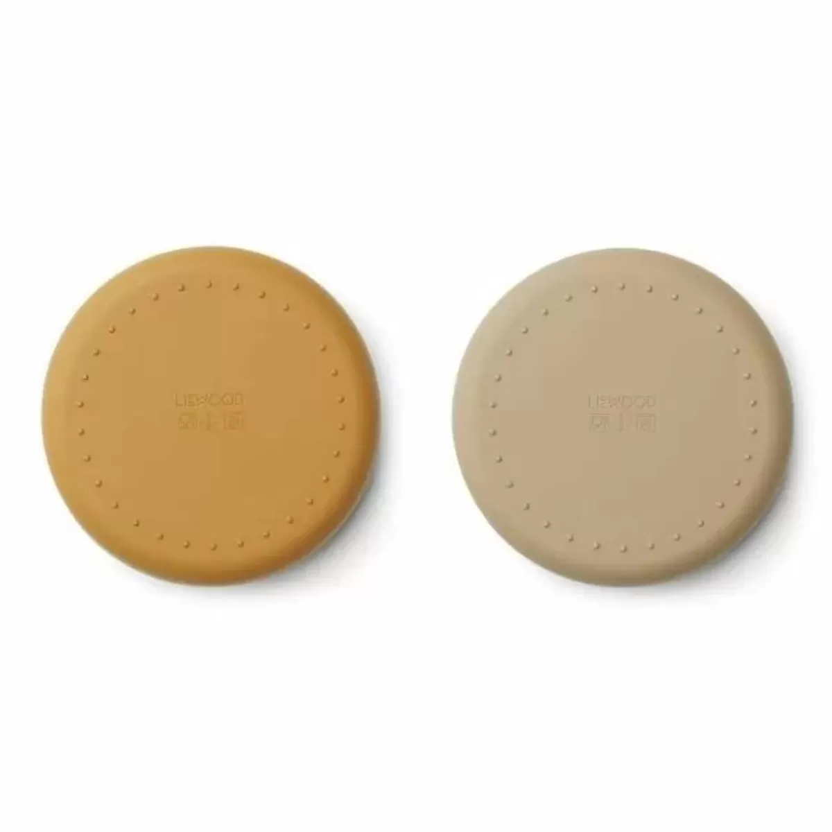 Kinderbordjes-Liewood Siliconen Borden Gordon Bear Gold Caramel/Oat (2St) | Kidsdeco.Nl